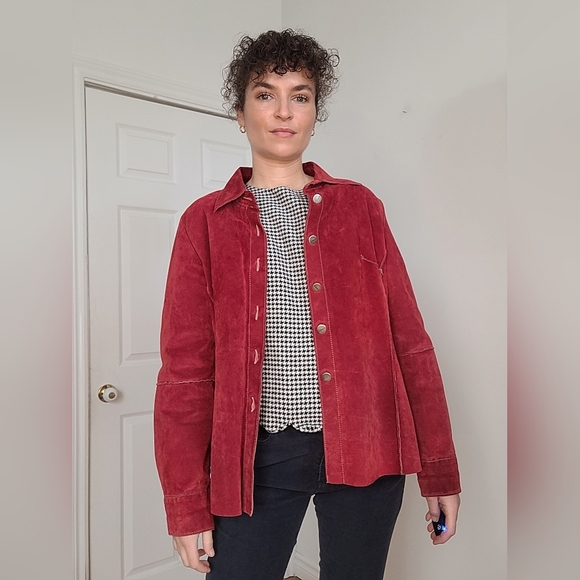 Vintage Women's Red 100% Suede Jacket - Picture 1 of 9